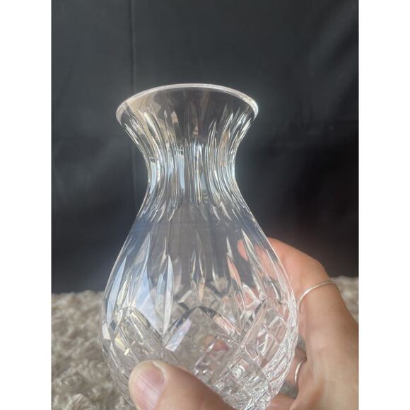 Stuart Crystal Shaftesbury Pattern Flower Vase Clear Marked 6.25” - Picture 3 of 6